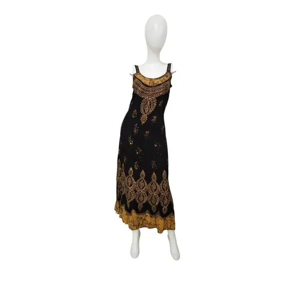 Black Embroidered Maxi Dress Medium - Picture 2 of 8